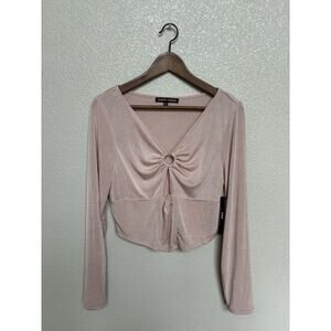 Almost Famous pink y2k long sleeve top 2x blouse long sleeve cutout sexy rave